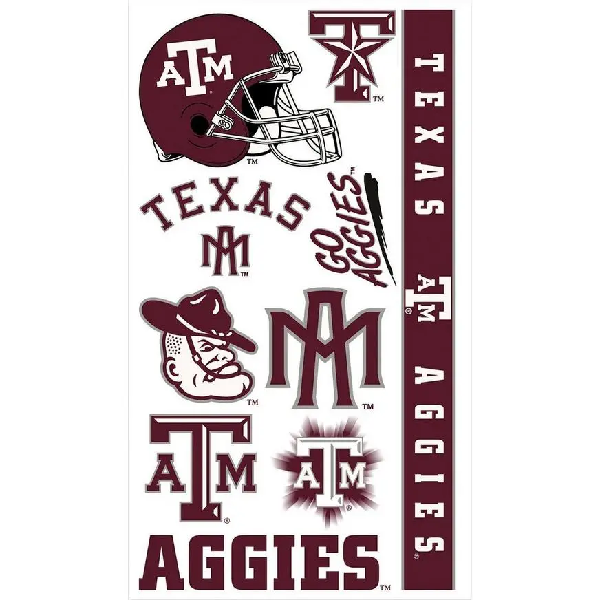 Texas A&M Aggies Tattoos 10ct 3 Texas A&M Aggies Tattoos 10ct