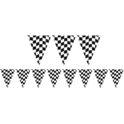 Black & White Checkered Pennant Banner