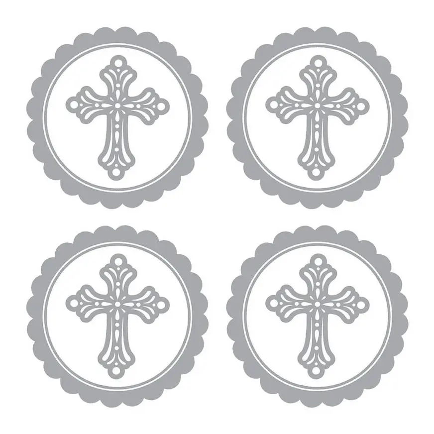 Silver Religious Sticker Labels 20ct 3 Silver Religious Sticker Labels 20ct