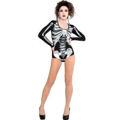 Adult Black & Bone Bodysuit - Skeleton