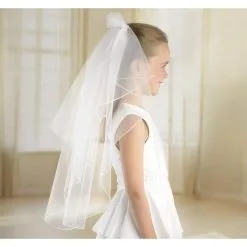 Girls White Double Layer Veil 24in