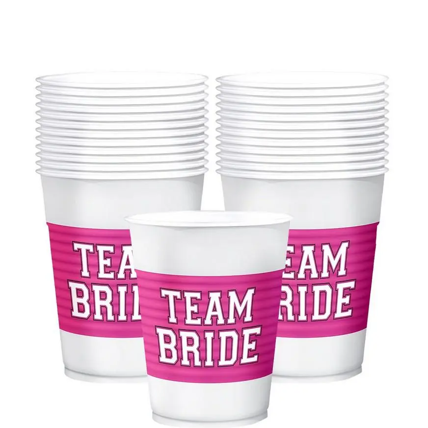 Team Bride Plastic Cups 25ct 3 Team Bride Plastic Cups 25ct
