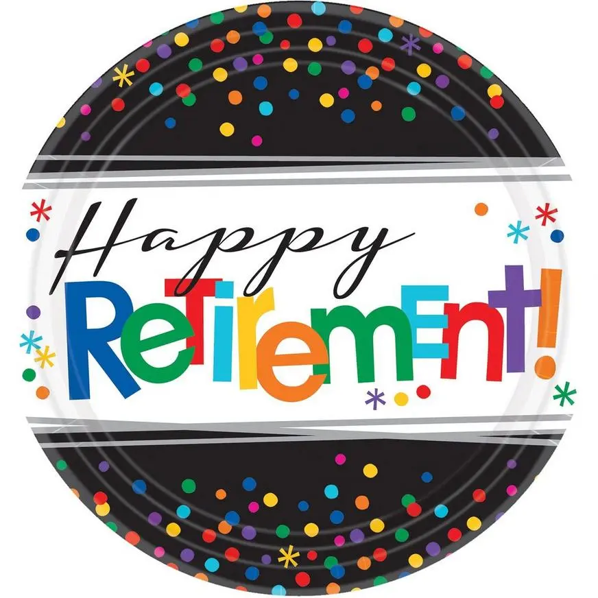 Happy Retirement Celebration Dinner Plates 8ct 3 Happy Retirement Celebration Dinner Plates 8ct