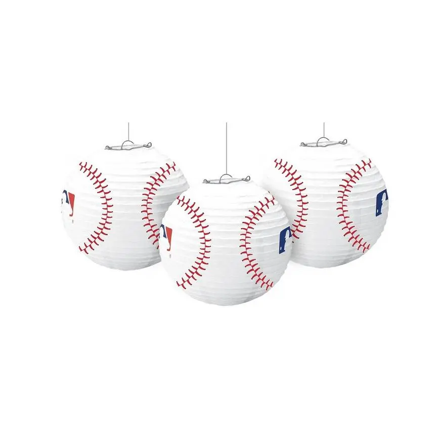 MLB Baseball Paper Lanterns 3ct 3 MLB Baseball Paper Lanterns 3ct