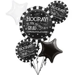Giant Chalk Hooray Graduation Balloon Bouquet With Balloon Weight 6pc
