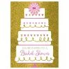 Gold Glitter Wedding Cake Bridal Shower Invitations 8ct -Costume Party Decor Store 743255