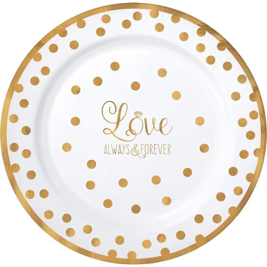 Sparkling Gold Wedding Premium Plastic Dinner Plates 10ct 3 Sparkling Gold Wedding Premium Plastic Dinner Plates 10ct