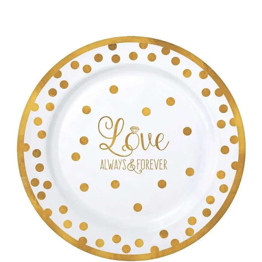 Sparkling Gold Wedding Premium Plastic Lunch Plates 20ct 3 Sparkling Gold Wedding Premium Plastic Lunch Plates 20ct