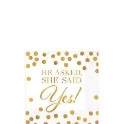 Gold She Said Yes Wedding Beverage Napkins 16ct