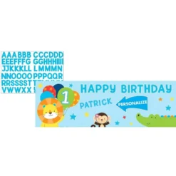 Giant Blue One Is Fun 1st Birthday Banner Kit