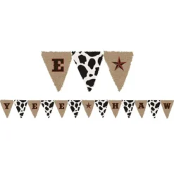 Yeehaw Western Burlap Pennant Banner