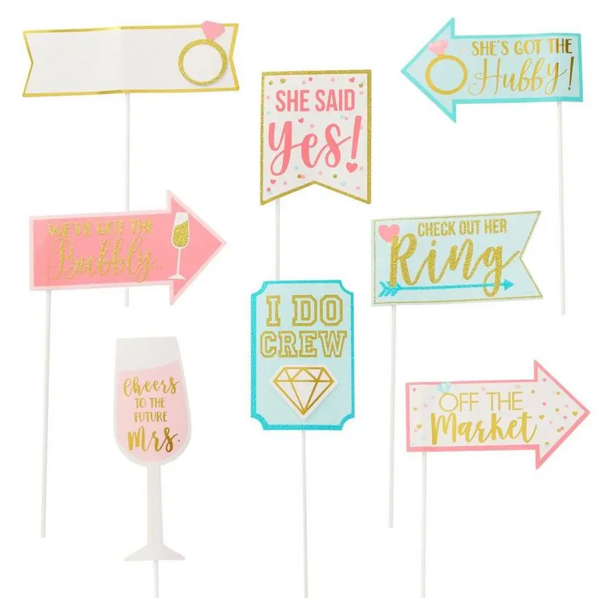 AMSCAN Sparkling Pink Bridal Shower Photo Booth Kit 21pc 3 AMSCAN Sparkling Pink Bridal Shower Photo Booth Kit 21pc