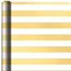 AMSCAN White & Gold Striped Gift Wrap -Costume Party Decor Store 762902