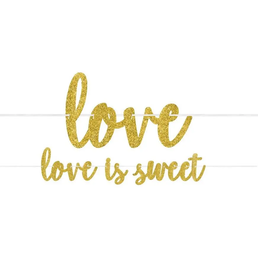 AMSCAN Glitter Gold Love Is Sweet Letter Banner 3 AMSCAN Glitter Gold Love Is Sweet Letter Banner