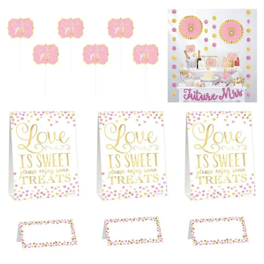 AMSCAN Sparkling Pink Bridal Shower Buffet Decorating Kit 23pc 3 AMSCAN Sparkling Pink Bridal Shower Buffet Decorating Kit 23pc