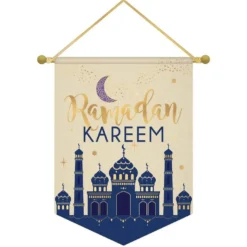 AMSCAN Metallic Gold Ramadan Kareem Canvas Banner