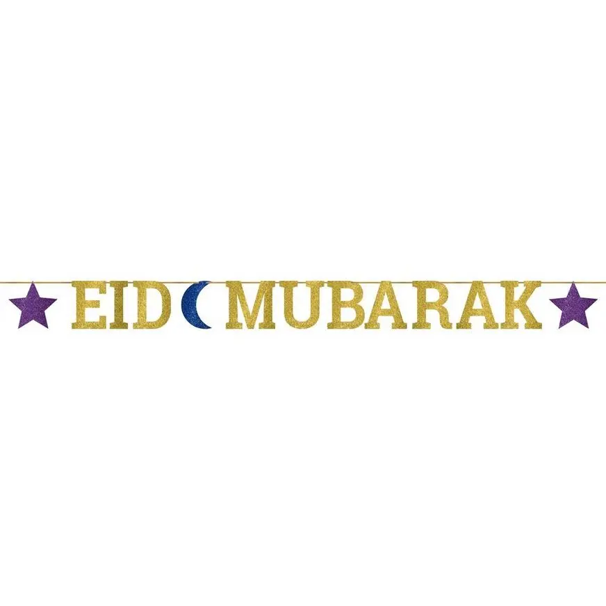 AMSCAN Glitter Eid Mubarak Letter Banner 3 AMSCAN Glitter Eid Mubarak Letter Banner