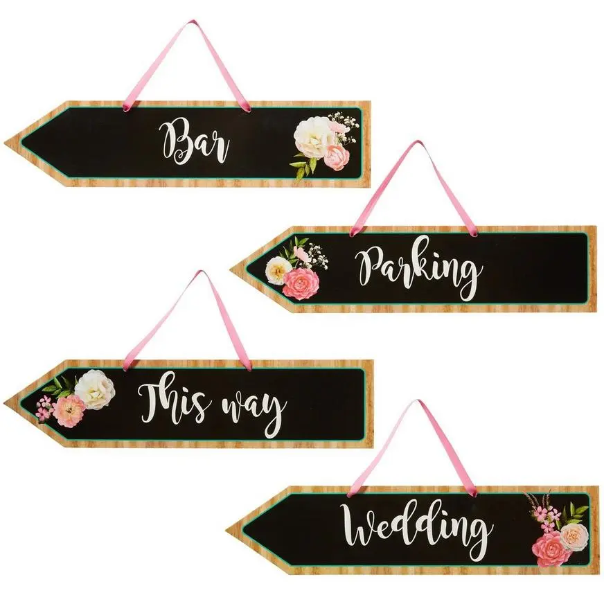 Floral & Lace Rustic Wedding Arrow Signs 4ct 3 Floral & Lace Rustic Wedding Arrow Signs 4ct