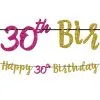 Glitter Pink & Gold 30th Birthday Letter Banner -Costume Party Decor Store 783323