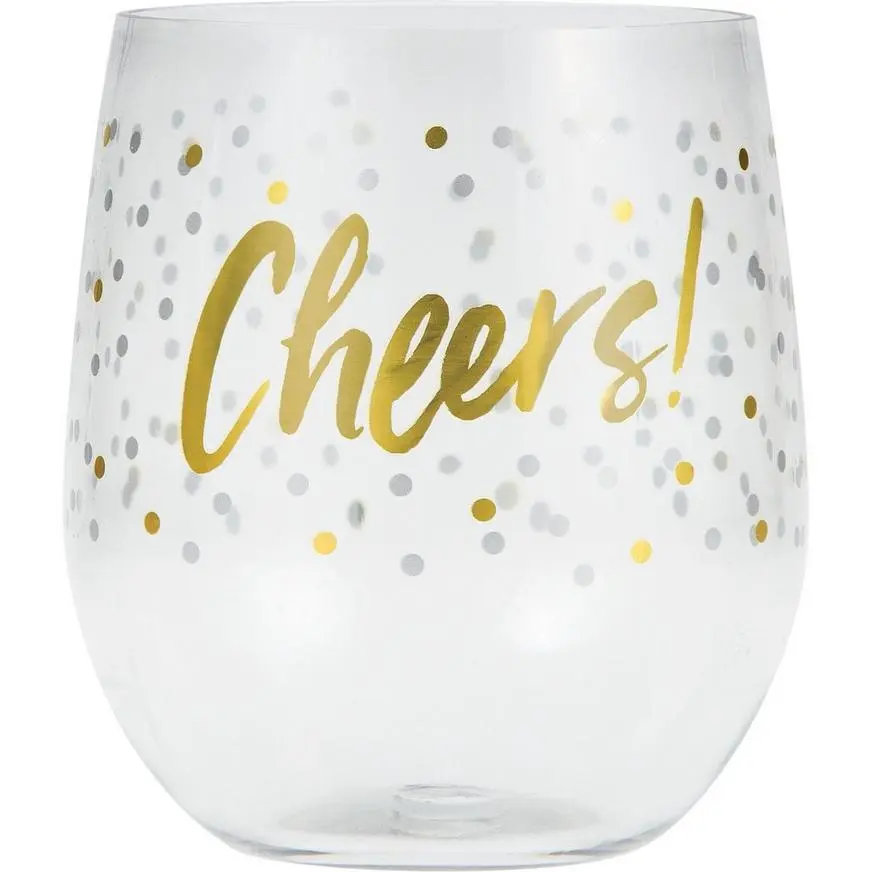Cheers Plastic Stemless Wine Glass 3 Cheers Plastic Stemless Wine Glass