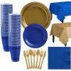Gold & Royal Blue Plastic Tableware Kit For 50 Guests -Costume Party Decor Store 788706