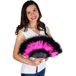 Black & Pink Marabou Fan -Costume Party Decor Store 792847 01