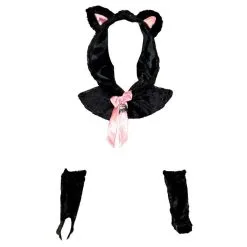 THE DIAMOND COLLECTION LLC Womens Black Cat Costume Accessory Kit