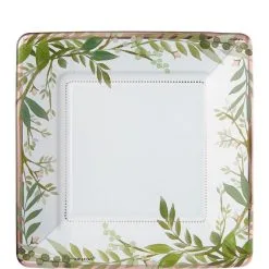 AMSCAN Metallic Floral Greenery Dessert Plates 8ct
