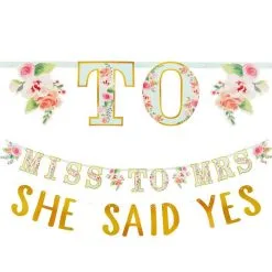 AMSCAN Mint Floral Letter Banner With Mini Banner