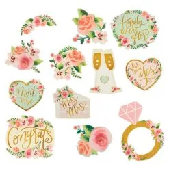 AMSCAN Mint Floral Wedding Cutouts 12ct