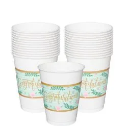 AMSCAN Mint To Be Floral Plastic Cups 25ct