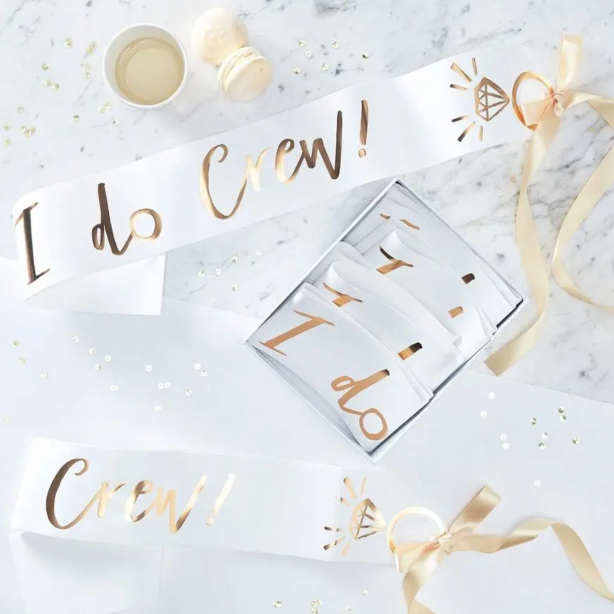 Ginger Ray Metallic Gold & White I Do Crew Sashes 6ct 3 Ginger Ray Metallic Gold & White I Do Crew Sashes 6ct