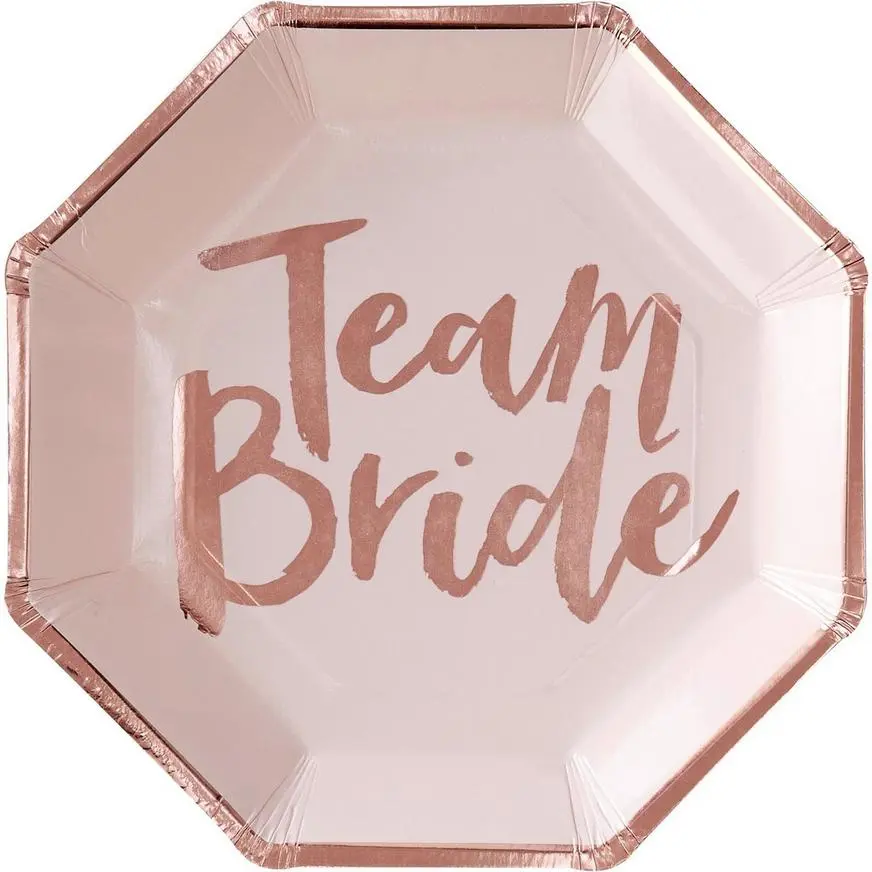 Ginger Ray Metallic Rose Gold Team Bride Lunch Plates 8ct 4 Ginger Ray Metallic Rose Gold Team Bride Lunch Plates 8ct - Image 2
