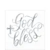 Metallic Silver God Bless Lunch Napkins 16ct -Costume Party Decor Store 818058