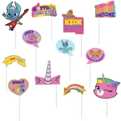 AMSCAN Rainbow Butterfly Unicorn Kitty Scene Setter With Photo Booth Props -Costume Party Decor Store 818837 02