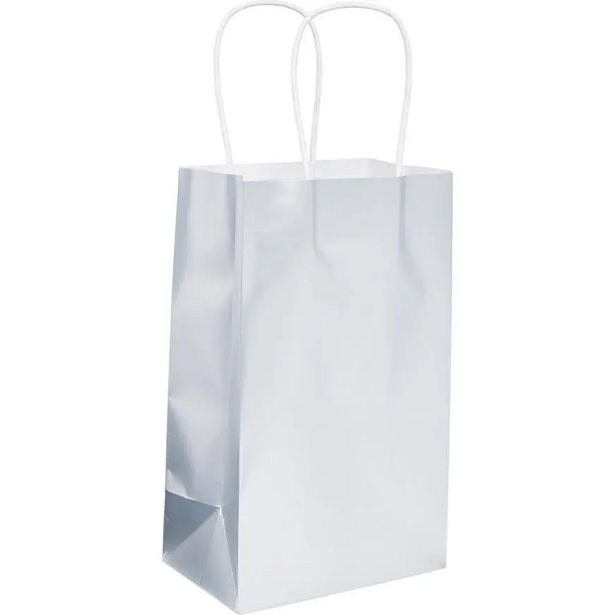 Extra Small Silver Paper Gift Bag 3 Extra Small Silver Paper Gift Bag