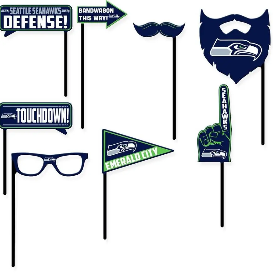 Seattle Seahawks Photo Booth Props 9ct 3 Seattle Seahawks Photo Booth Props 9ct