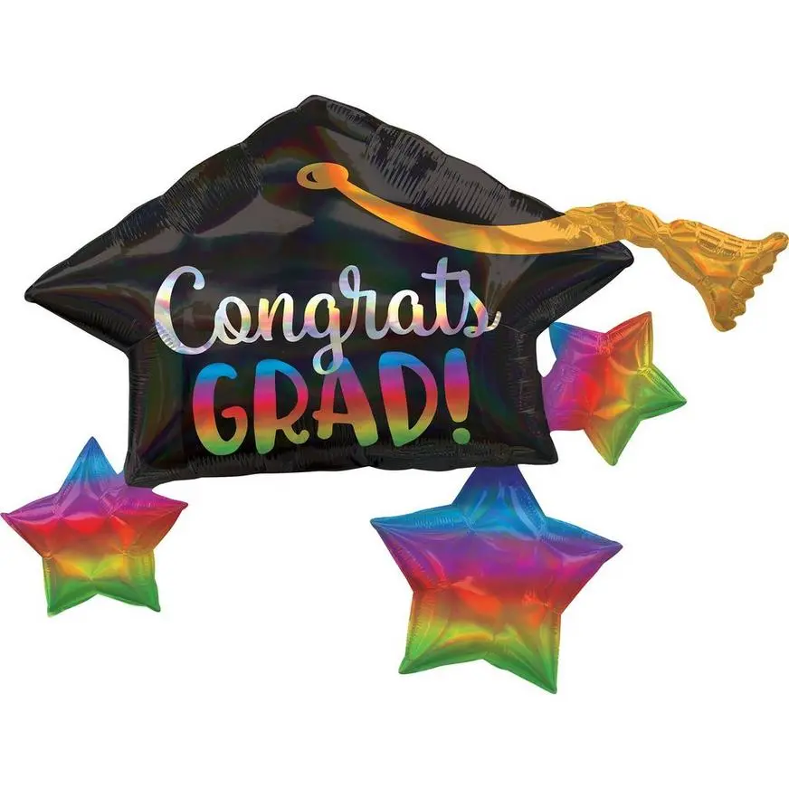 Giant Iridescent Mortarboard Graduation Balloon, 34in 3 Giant Iridescent Mortarboard Graduation Balloon, 34in