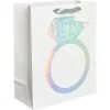 Medium Paper Iridescent Engagement Ring Gift Bag -Costume Party Decor Store 835181