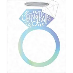 Medium Paper Iridescent Engagement Ring Gift Bag -Costume Party Decor Store 835181 01