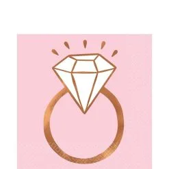 Blush & Rose Gold Diamond Ring Lunch Napkins 16ct