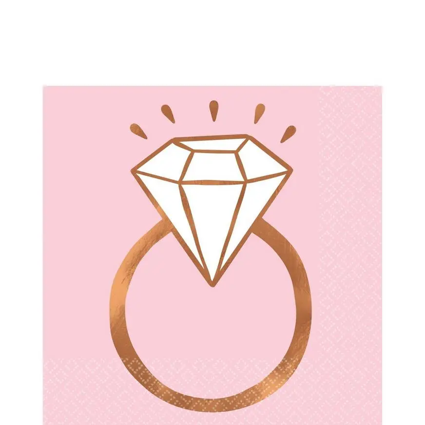 Blush & Rose Gold Diamond Ring Lunch Napkins 16ct 3 Blush & Rose Gold Diamond Ring Lunch Napkins 16ct