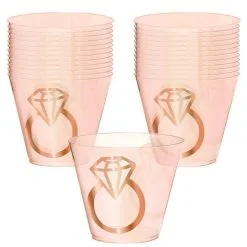 Blush & Rose Gold Diamond Ring Plastic Tumblers 30ct