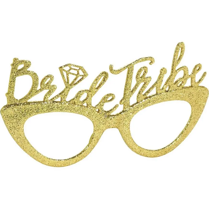 Gold Glitter Bride Tribe Glasses 6ct 3 Gold Glitter Bride Tribe Glasses 6ct