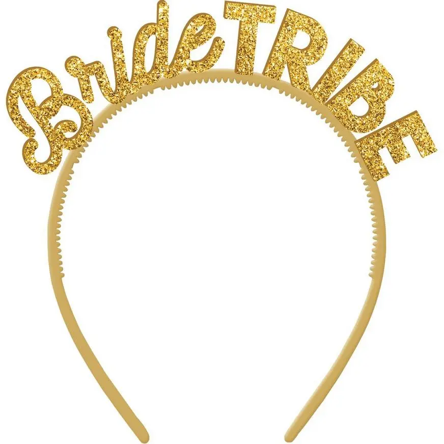 Gold Glitter Bride Tribe Headbands 6ct 3 Gold Glitter Bride Tribe Headbands 6ct