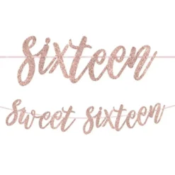Glitter Gold Sweet 16 Birthday Banner