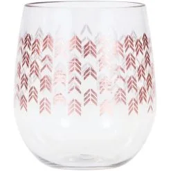 Creative Converting Rose Gold Chevron Plastic Stemless Wine Glass