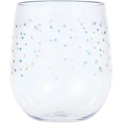 Creative Converting Iridescent Dots Plastic Stemless Wine Glass