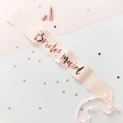 Ginger Ray Metallic Rose Gold & Pink Bridesmaid Sashes 2ct