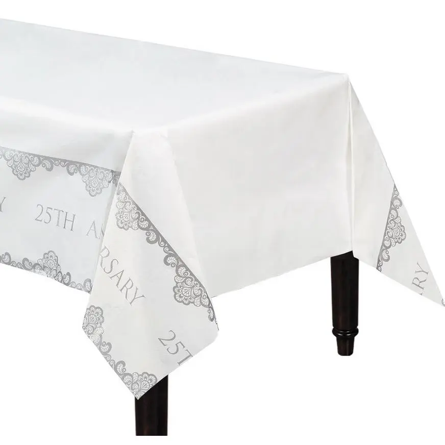 Party City Silver 25th Anniversary Paper Table Cover 3 Party City Silver 25th Anniversary Paper Table Cover